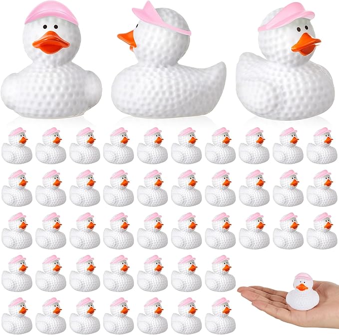 Deekin Rubber Ducks 2 Inch Bulk Sport Party Favors for Team Events Decorations Birthday Party Supplies Club Player Gift(24 Pcs,Golf Pink)