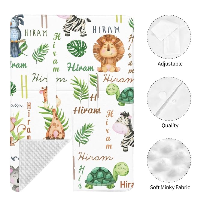 Personalized Name Car Seat Cover for Babies, Customized Peekaboo Opening Carseat Canopy for Baby, Multiuse Nursing Cover Breastfeeding Scarf Stroller Canopies, Gift for Newborn Infant, Cute Animal