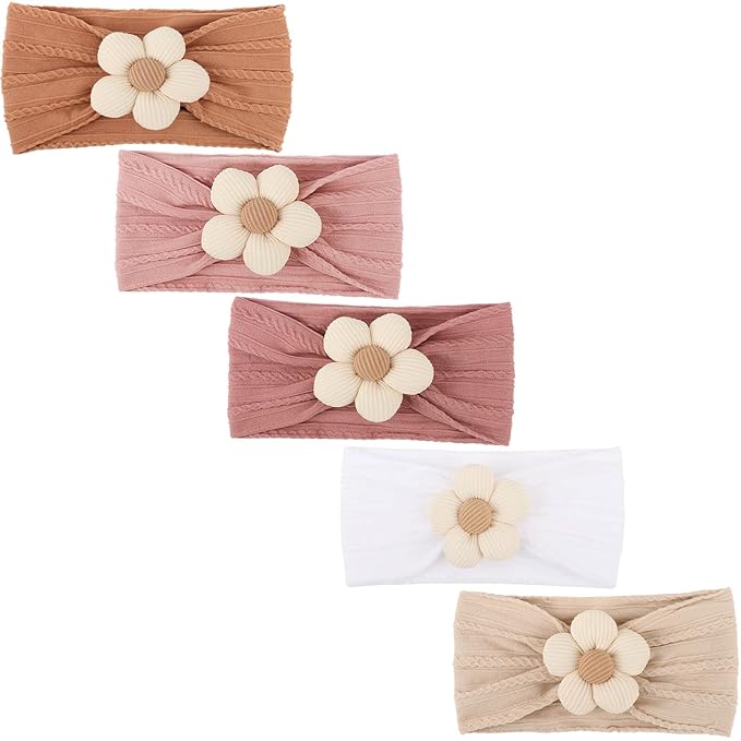 DRESHOW BQUBO Baby Nylon Headbands Flower Hairbands Soft Headband for Baby Girls Newborn Infant Toddlers Hair Accessories