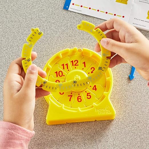 hand2mind NumberLine Clock, Telling Time Teaching Clock, Learn to Tell Time Clock, Analog Classroom Learning Clock, Teaching Time Math Manipulatives, Clocks for Kids Learning to Tell Time (Set of 6)