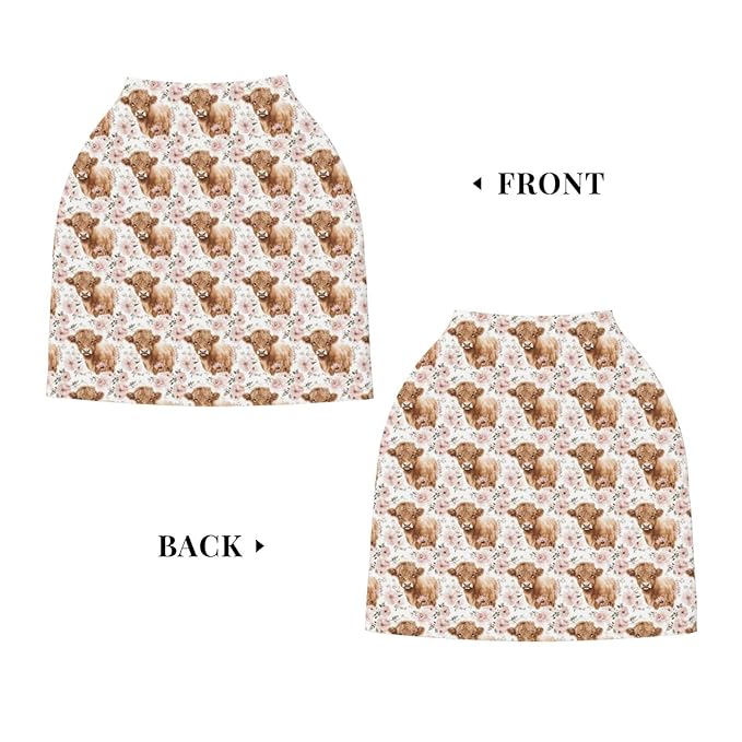 Highland Cow Baby Car Seat Covers Canopy Covers Baby Multi-Use Car Seat Canopy Carrier Cover, Breathable Breastfeeding Cover Boys & Girls