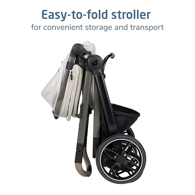 Maxi-Cosi Zelia Pro 5-in-1 Travel System with Mico Pro Infant Car Seat, Baby Stroller Combo, Reversible Seat, Large Wheels, Adjustable Handle, Newborn to Toddler, Lightweight, Classic Oat