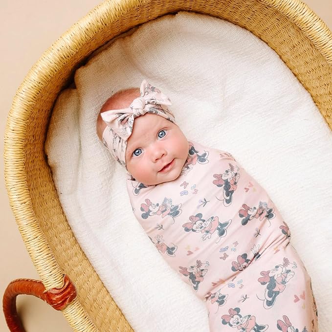 Copper Pearl Baby Stretchy Soft Knit Headband Bow Minnie Mouse