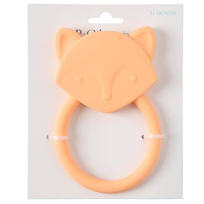 C.R. Gibson 100% Food Grade Silicone Fox Baby Teether for Infants, 2.75" x 4.25", Multicolor