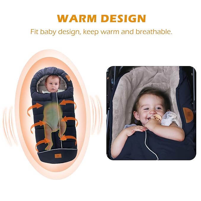 LAT Baby Warm Bunting Bag Universal,Stroller Sleeping Bag Cold Weather,Waterproof Toddler Footmuff(Basic,Navy Blue)