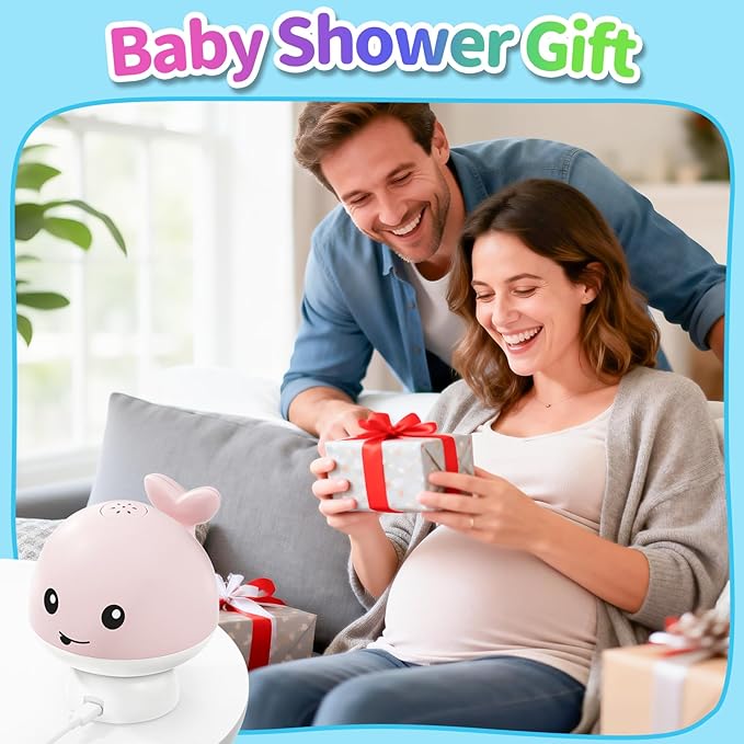 Gigilli Baby Girl Bath Toys, Light Up Whale Sprinkler Bath Toys for Kids Ages 1-3, Pool Water Table Bathtub Fountain Toy for Toddler 6-12 Months, Easter Basket Stuffers Birthday 1 Year Old Girls Gifts