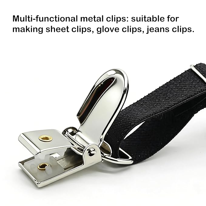 25 PCS 3/4" Suspender Clips Metal Pacifier Clip Holder for Pacifiers DIY Baby Girl Toy Bibs Garter Making Supplies (Silver, Bulk)