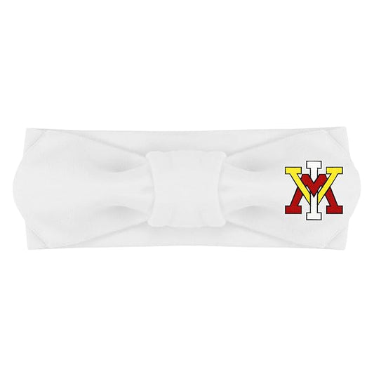 Creative Knitwear VMI Keydets Infant Girls White Solid Hair Knot Headband Embroidered Logo - Size Newborn - 4T