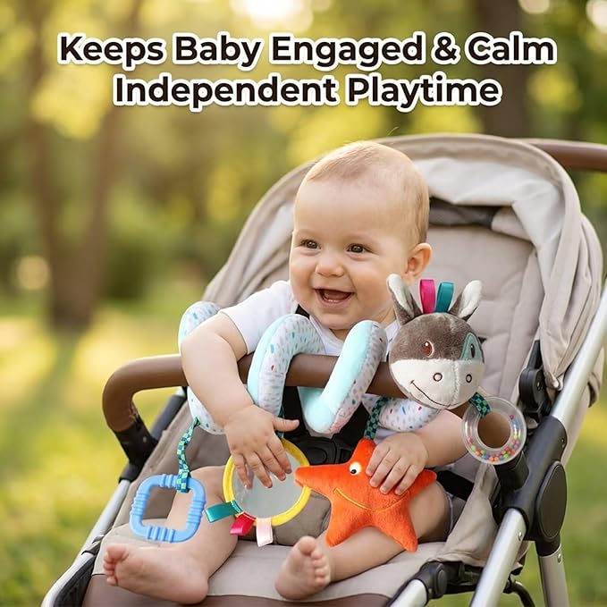 Multi-Use Baby Spiral Activity Toy – Spiral carseat Toy for Car Seat, Stroller,Play Gym, Keeps Baby Quiet, Easy Travel Solution