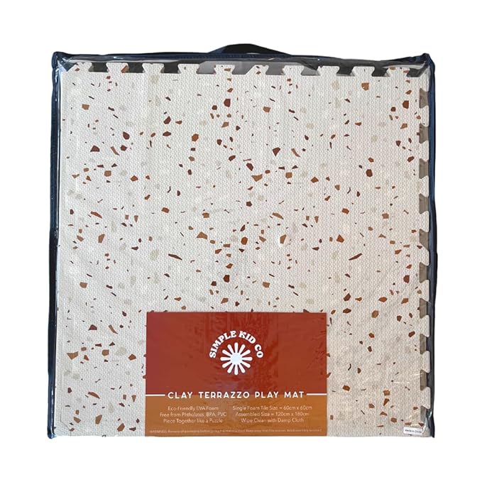 Clay Terrazzo Play Mat for Babies, Children and Toddlers, 4x6 Feet, Interlocking Foam Tiles, Soft Non-Toxic Foam