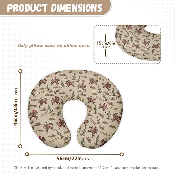 Baby Car Seat Canopy and Nursing Pillow Case Covers Vintage Cactus Cowboy Breastfeeding Protectors Universal Fit Shopping Cart, High Chair, Breastfeeding, Unisex