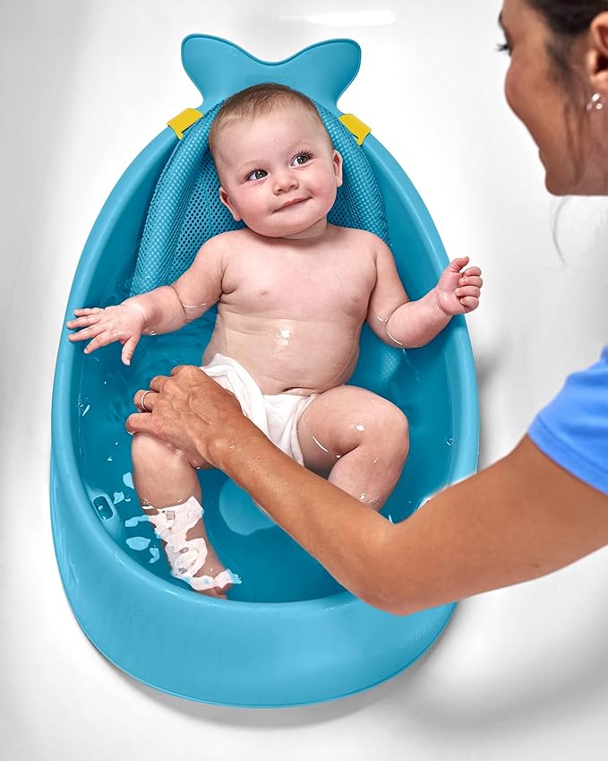 Skip Hop 3-Stage Smart Sling Baby Bath Tub and Tear-Free Waterfall Rinser Bundle