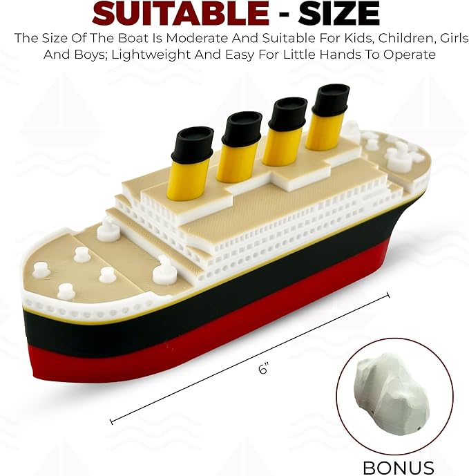 Titanic Toy Gift Set – 6” Floating RMS Titanic with Iceberg | Bath & Pool Toy | Original Tubtastic Design