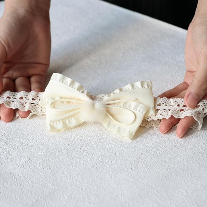 Baby Girls Cute Lace Bow Headband Soft Cotton Elastic Hair Accessories for Toddlers Newborns Ideal for Birthdays Baby Shower Photoshoots Special Occasions