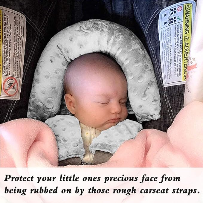Baby Head Pad and Strap Covers, Infant Car Seat Insert Cushion, Ultra Soft Head and Neck Cushion for Car Seat, Baby Car Seat Cushion (Gray)