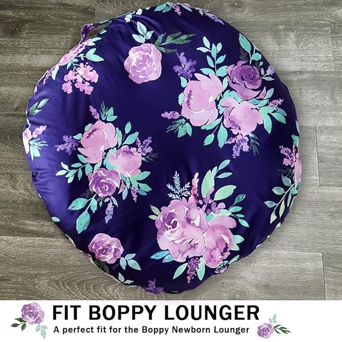 Dinosaur Lounger Cover, Lounger Cover Blue, Lounger Cover Boy, Breathable & Reusable Lounger Removable Slipcover for Newborn, Snugly Fit Baby Infant Lounger (Purple Flower)