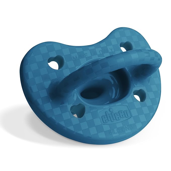 Chicco PhysioForma Luxe Orthodontic Pacifier for Babies 16-24 Months, One-Piece 100% Soft Silicone, Supports Breathing, Textured Shield & Handle, Sterilizing Case, BPA Free, 2-Pack, Ocean Blue