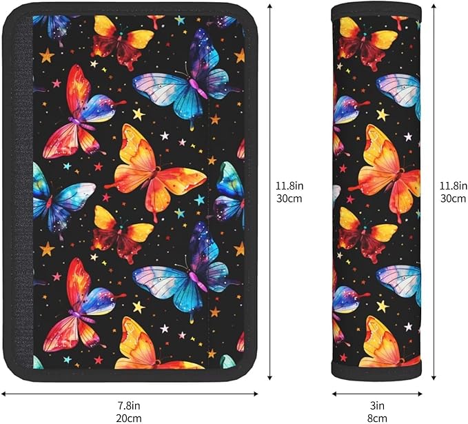 Yellow Butterflies Car Seat Belt Pad 2 Pack Soft Seat Belt Cover Cushion for Shoulder Pad Neck Cushion Protector Oil Printing Star Car Accessories Seat Belt Cushion Seatbelt Comfort Protector