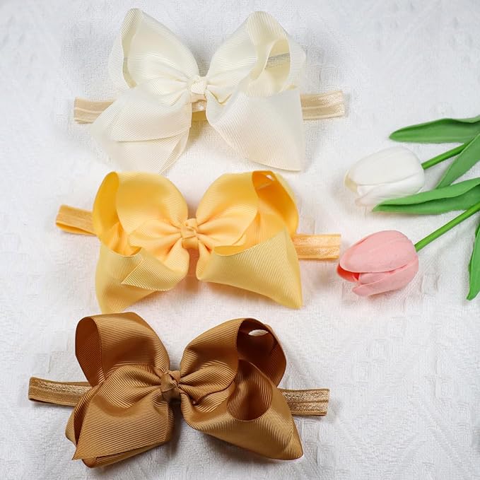WillingTee Headbands 6 Inch 30 Colors Boutique Grosgrain Ribbon Hair Bows Big Baby Girls Bows Headbands for Baby Girls Infants Toddler Kids Teens and Children