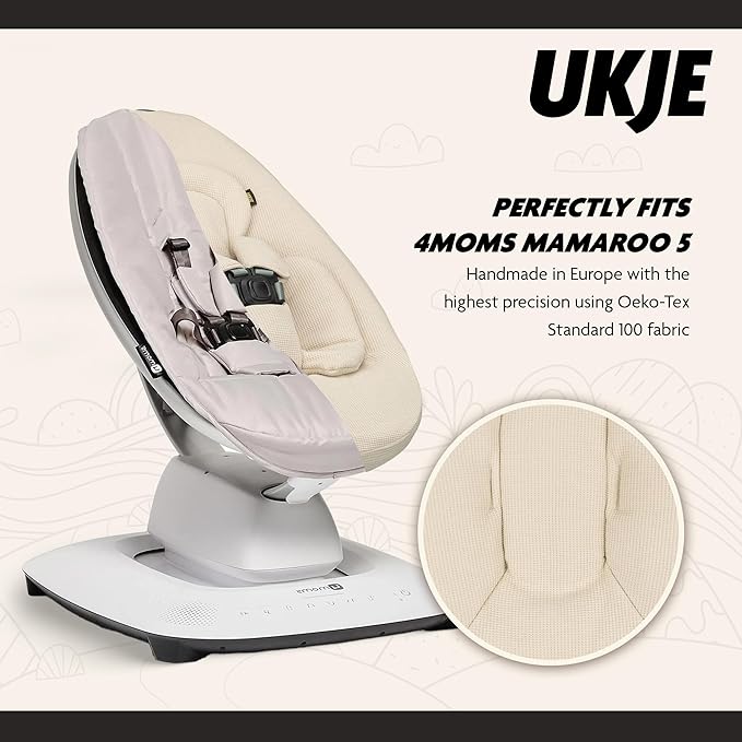 UKJE Swing Insert Rocker Cover Compatible with 4moms mamaRoo 5 Swing | Baby Swing Accessories | Reversible Infant Seat Liner | Easy to Clean & Install, Handmade in Europe, Beige