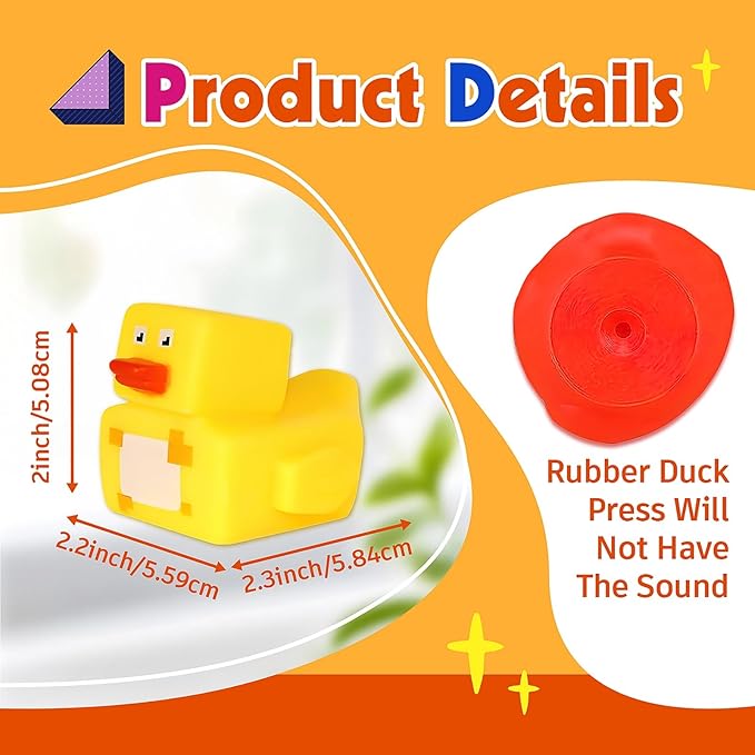 60 Pack Rubber Ducks in Bulk, Random Assortment Mini Rubber Duckies, Bulk Party Favors for Kids, Bath Toys for Toddler, Suitable for Cruise Ship & Jeeps Ducking