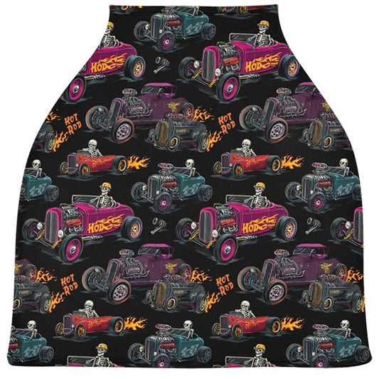 Hot Rod Baseball Racing Car Baby Car Seat Covers Checkered Flag Carseat Canopy Soft Infant Stroller Cover Nursing Breastfeeding Covers for Girls Boys Newborn Fit Summer Spring Autumn