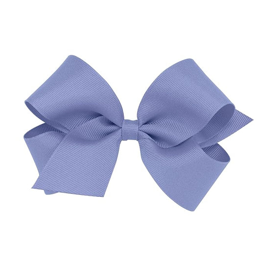 Wee Ones Girls' Classic Grosgrain Hair Bows with Plain Wrap Center, No-Slip Hair Clip, Handmade, Blue Bird, Medium