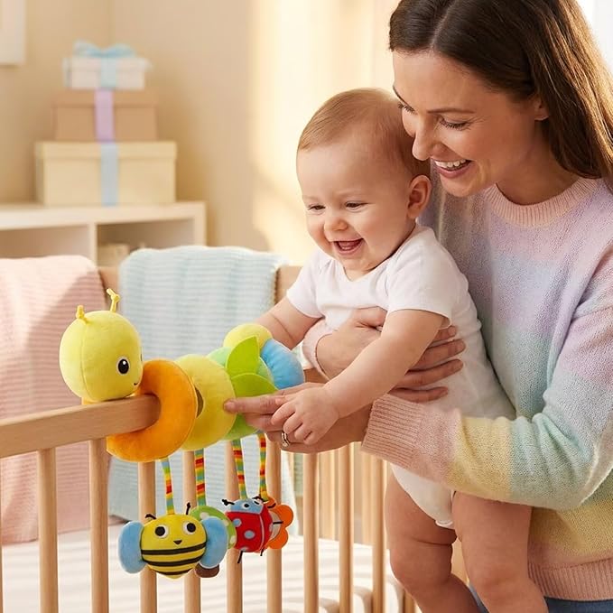 Multi-Use Baby Spiral Activity Toy – Spiral carseat Toy for Car Seat, Stroller,Play Gym, Keeps Baby Quiet, Easy Travel Solution