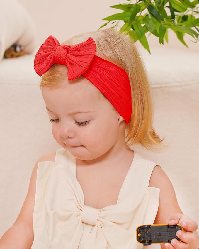 jollybows Baby Girl Headband Christmas Bows Nylon Head Wraps Newborn Hairbands Infant Toddler Hair Bow (4- Red Green White- Merry Christmas)