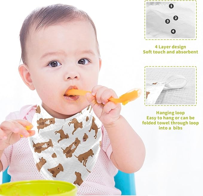 vvfelixl Baby Cotton Washcloths Staffordshire Bull Terrier Infants Bath Towel for Unisex Face Towels for Newborn, Natural Baby Wipes Delicate Skin, 11.8 X 11.8 inch, one sizex3