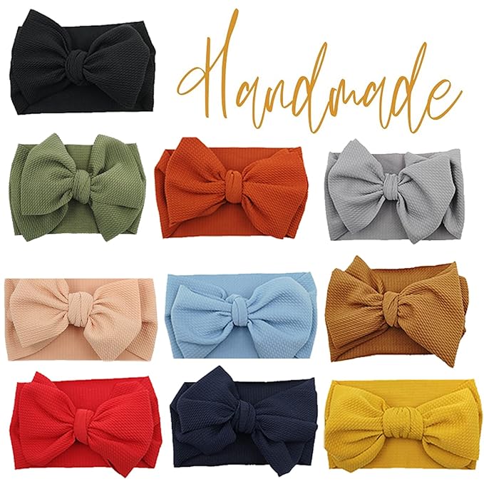 KIDOCHEESE Big Bows Baby Girl Headbands with Bows Elastics Nylon Hairbands Oversized Head Wraps Large Hair Bow Hair Accessories for Baby Girls Newborn Infant Toddlers Kids