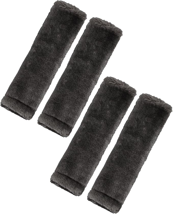 BELINOUS Faux Sheepskin Seat Belt Cover, Soft & Comfortable Seat Belt Shoulder Pad, Thick Car Seat Belt Cushion, Seat Belt Neck Protector for Kids Adults 4 Pack (Dark Gray)