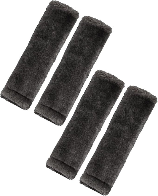 BELINOUS Faux Sheepskin Seat Belt Cover, Soft & Comfortable Seat Belt Shoulder Pad, Thick Car Seat Belt Cushion, Seat Belt Neck Protector for Kids Adults 4 Pack (Dark Gray)