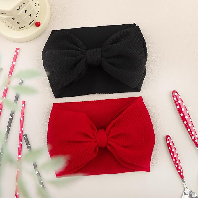 Super Durable Soft Knot Headbands with Hair Bows Infant Toddlers Kids Hair Accessories Red Black Headband for Newborn Baby Girls