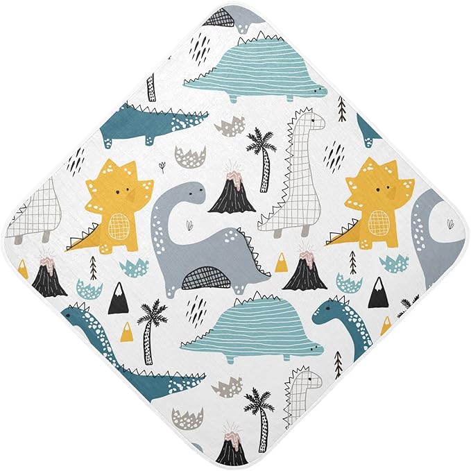 Dinosaur Baby Boys Girls Bath Towel Cute Dragon Hooded Towels Newborn Toddlers Organic Cotton Washcloths Shower Beach Towel 35 x 35 Inch