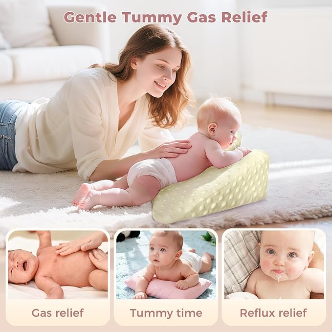 EKEPE Tummy Time Support Prop with Plush Cover for Baby Gas, Colic Relief & Burp, Nursing Reflux Prop for Feeding, Neck, Shoulder and Body, Tummy Time Mat for Newborns and Infant 0-12 Months - Beige