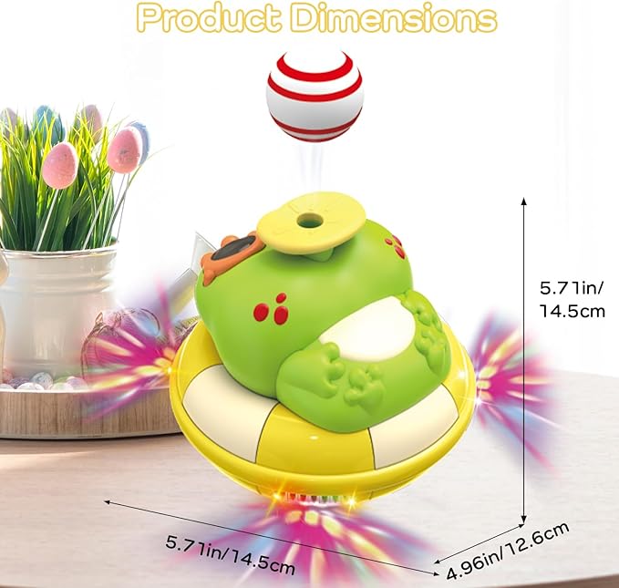 Baby Frog Musical Crawling Toy with Lights, Sounds, Blowing Ball, Infant Sensory Toys, Birthday Gifts for Kids Boy Girl 3 4 5 6 7 8 Years