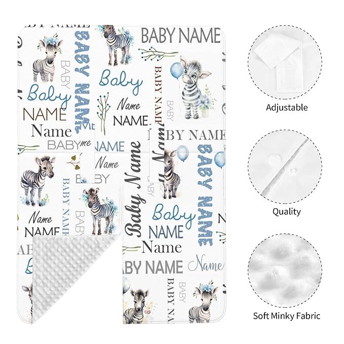 Personalized Baby Car Seat Cover Winter Custom Minky Carseat Cover Boy Girls with Name Zebra Carseat Canopy Customized Car Seat Canopy Infant Carrier Covers Nursing Cover Toddler Blanket
