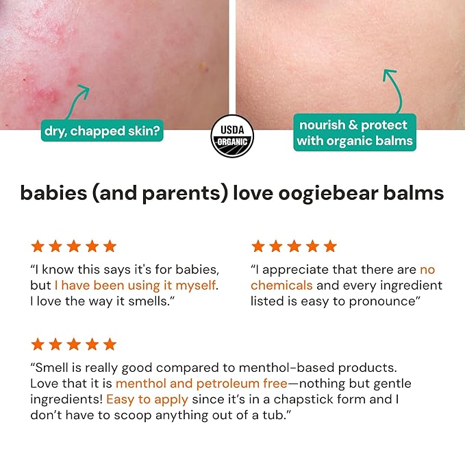 oogiebear Kids Chest Rub, USDA Organic Soothing Peppermint & Rosemary for Breathing Relief and Comfort, Petroleum Free, 30+ Months, 1.0 Oz Balm