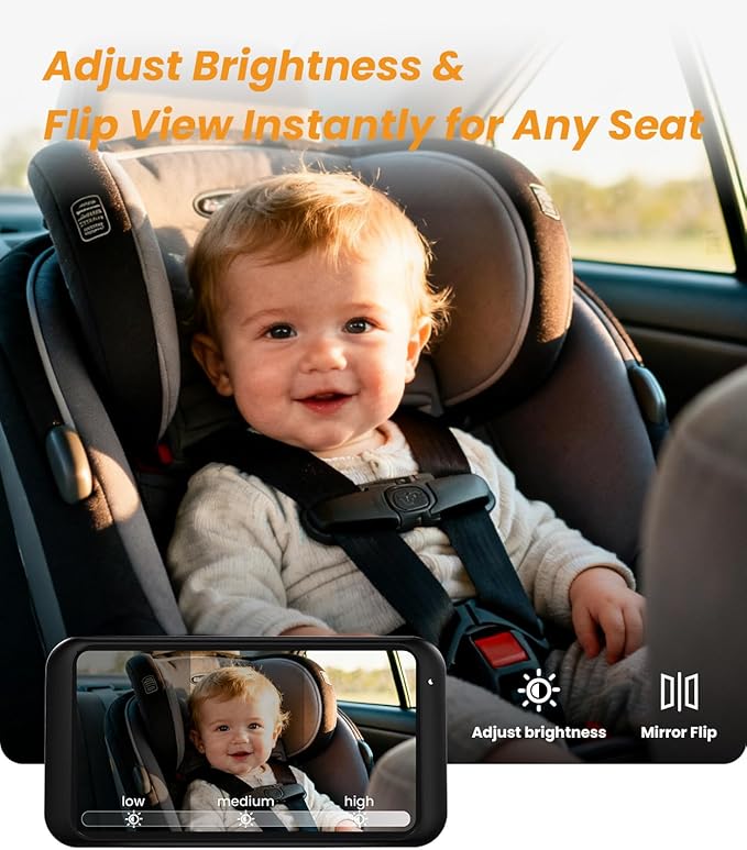 Babyvue Car Camera for Baby with Video Recording & Playback, 4.5" 1080P HD Baby Car Monitor, Auto Night Vision, USB Plug & Play Car Baby Monitor, Rear Facing Car Seat Camera for Infants/Kids,Pink