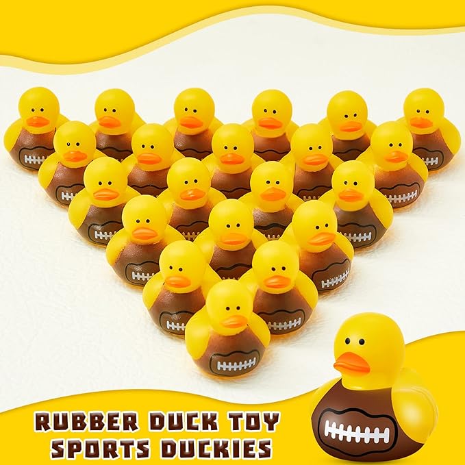 Deekin Rubber Ducks 2 Inch Bulk Sport Party Favors for Team Events Decorations Birthday Party Supplies Club Player Gift(50 Pcs,Football)