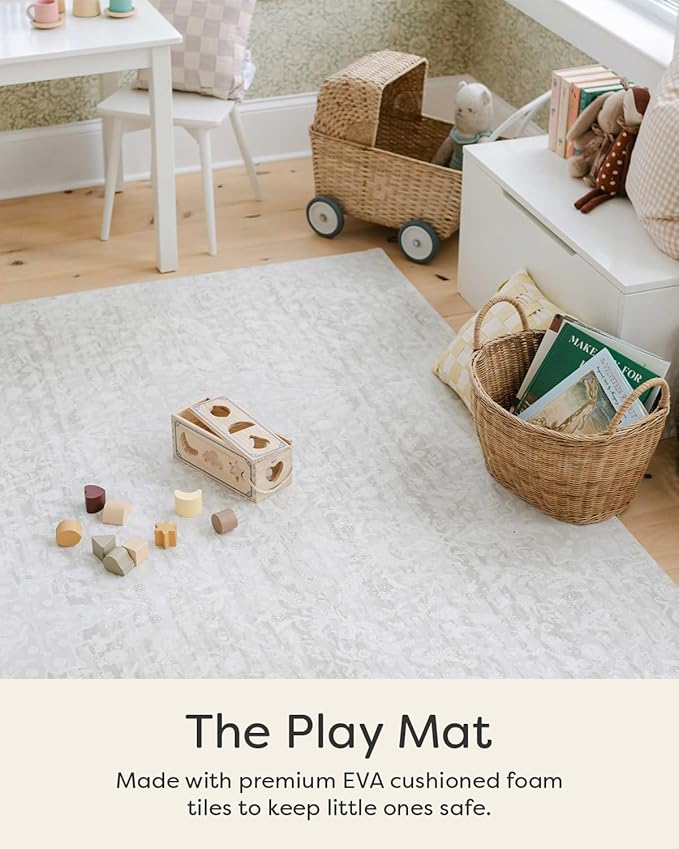 House of Noa Play Mat – 4x6 Laurel Emile – Set of 6 Tiles – Cushioned EVA Foam Play Mat for Floor, Soft Interlocking Mats for Hard Floors