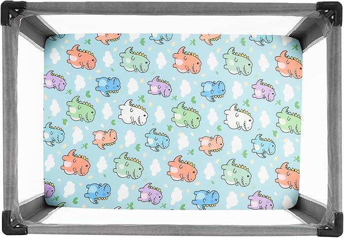 Pack and Play Sheets, 2 Pack Mini Crib Sheets for 38x26 Mattress, Stretchy Snug Fit Playard Fitted Sheet, Soft Breathable Cozy Material, Compatible with Graco Pack n Play for Baby and Toddler