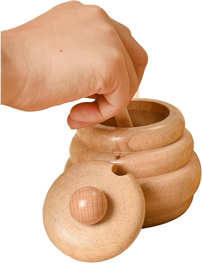 2pcs Wooden Beehive Toys with lid and Honey Stick, Sorting Stacking Toys for Toddlers Montessori Wooden Toy for Toddlers, Sensory Bin Toys for 3 4 5 Years Old