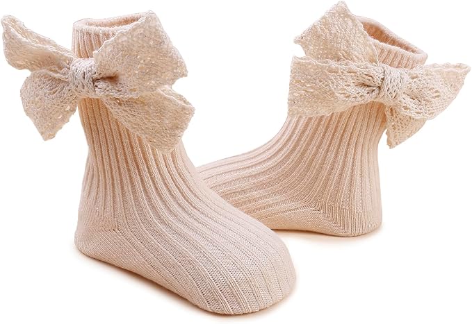 Baby Girls Headband & Socks Set, Cute Socks with Flower Hair Bows Baby Accessories Gifts for Newborn Infant Toddler