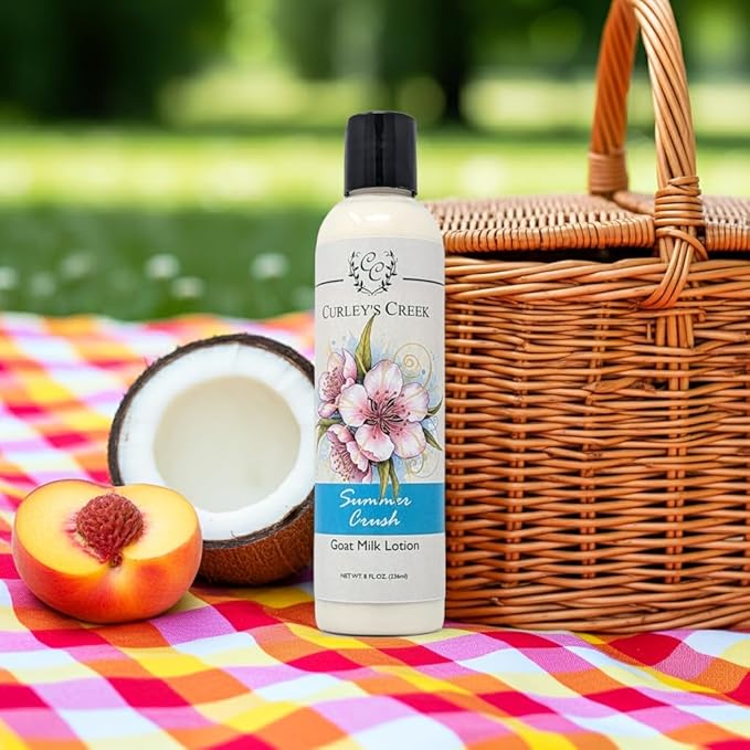Curley's Creek Goat Milk Lotion | Handmade Natural Skincare | 4 ounce & 8 ounce 8 ounce, Summer Crush (Pistachio Vanilla)