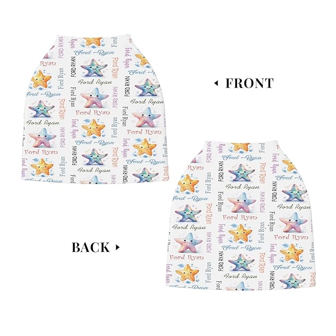 Personalized Baby Car Seat Cover with Name Stroller Canopy Custom Starfish Carseat Cover Newborn Baby Boy Girl Nursing Cover for Moms First Birthday Gift