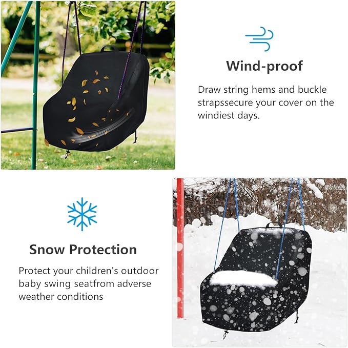 okcool Outdoor Toddler Swing Seat Cover,Outdoor Baby Swing Cover,A Wide Selection of Cute Colors and Patterns,Black