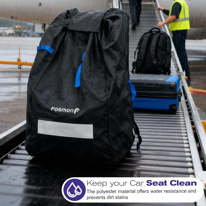 Car Seat Travel Bag for Airplane,Padded Adjustable Backpack Straps, Large Gate Check Bag for Air Travel,Heavy Duty, Water Resistant Cover Fits Infant Carrier, Booster & Standard Seats