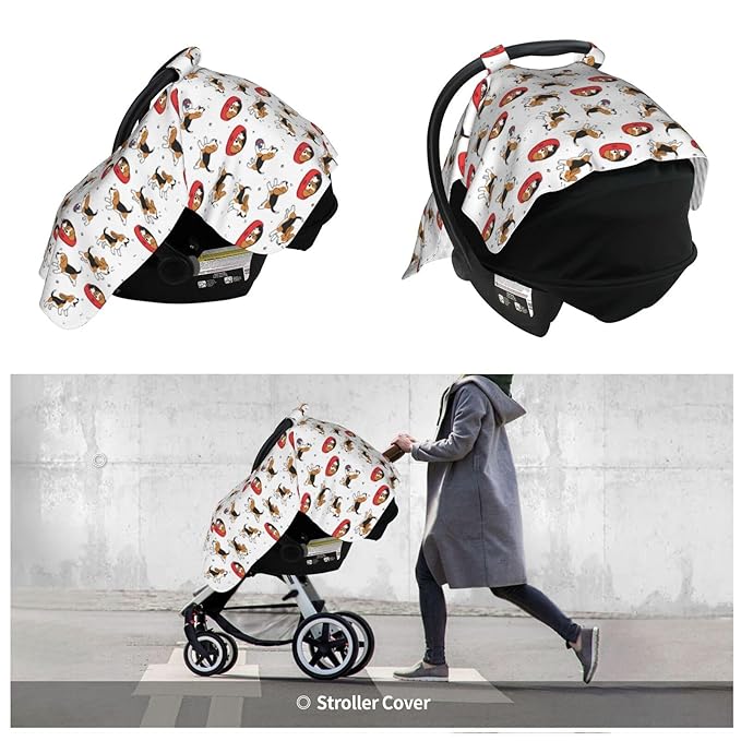 Cute Beagle Dog Baby Car Seat Canopy Nursing Cover for Newborn Car Seat Breastfeeding Covers Blanket Newborn Shower Gift